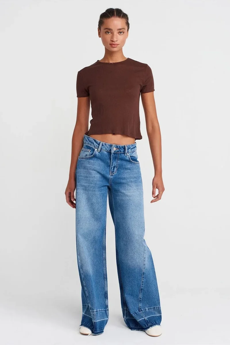 Dilvin Chestnut Brown DILVIN Women's Ribbed Crop T-Shirt for Women | Best Price UAE