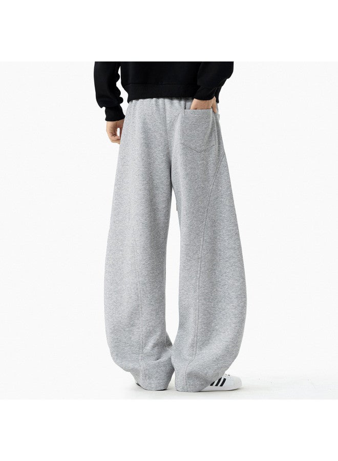 Paul Frank Gray Sweatpants Men's Four-season Trendy Brand Straight-leg Loose Drape Heavyweight Curved Knife Trousers Drape Smooth Sports Casual Pants Trendy - Image 5