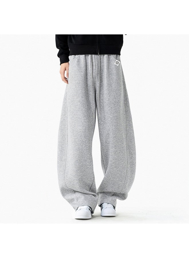 Paul Frank Gray Sweatpants Men's Four-season Trendy Brand Straight-leg Loose Drape Heavyweight Curved Knife Trousers Drape Smooth Sports Casual Pants Trendy - Image 3