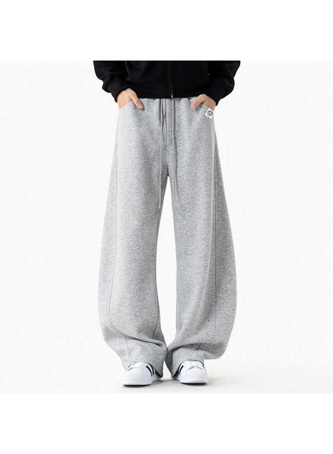 Paul Frank Gray Sweatpants Men's Four-season Trendy Brand Straight-leg Loose Drape Heavyweight Curved Knife Trousers Drape Smooth Sports Casual Pants Trendy - Image 4