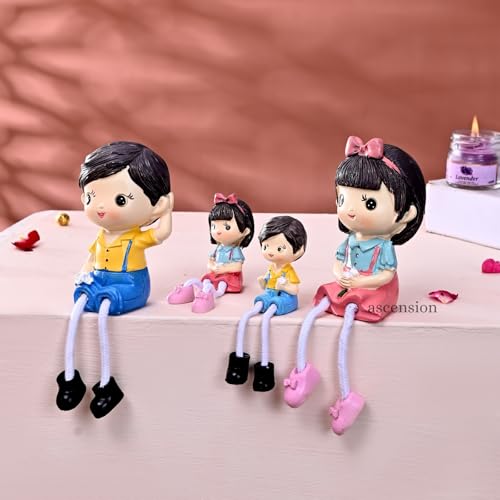 ascension Handcrafted Resin Family Dolls Set Mom Dad & Kids Figurines with Hanging Legs Statues Love Showpiece Decorative Items for Tabletop Birthday Gift Wedding Valentine's Day Home & Office Décor - Image 2