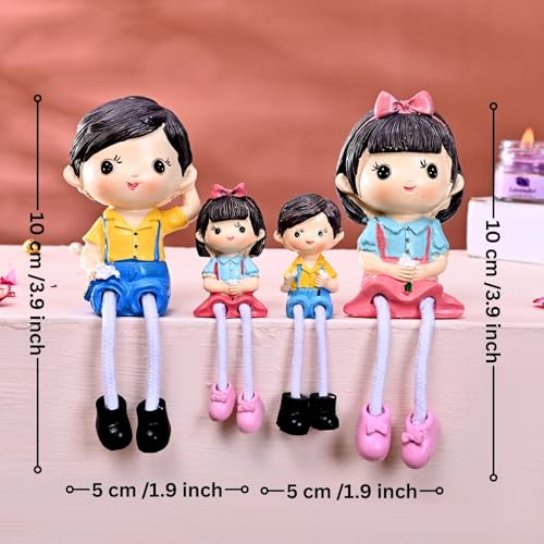 ascension Handcrafted Resin Family Dolls Set Mom Dad & Kids Figurines with Hanging Legs Statues Love Showpiece Decorative Items for Tabletop Birthday Gift Wedding Valentine's Day Home & Office Décor - Image 4