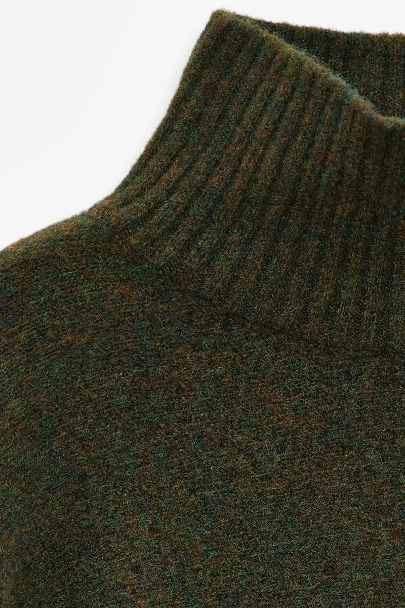 Dilvin Forest Green DILVIN Oversized Ribbed Turtleneck Sweater for Women | Best Price UAE