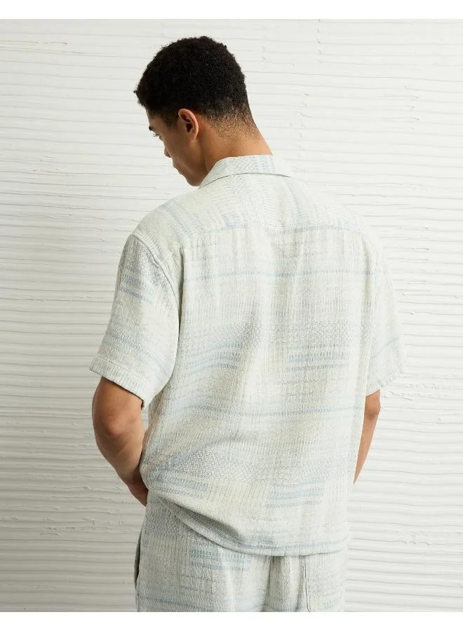 American Eagle AE Textured Striped Button-Up Poolside Shirt