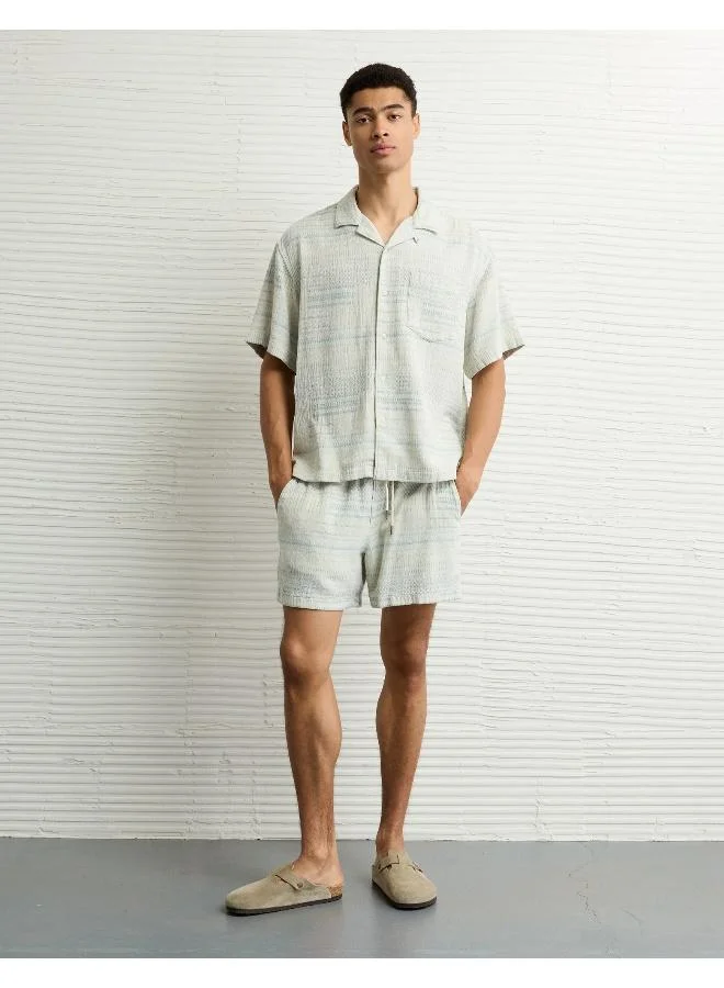 American Eagle AE Textured Striped Button-Up Poolside Shirt