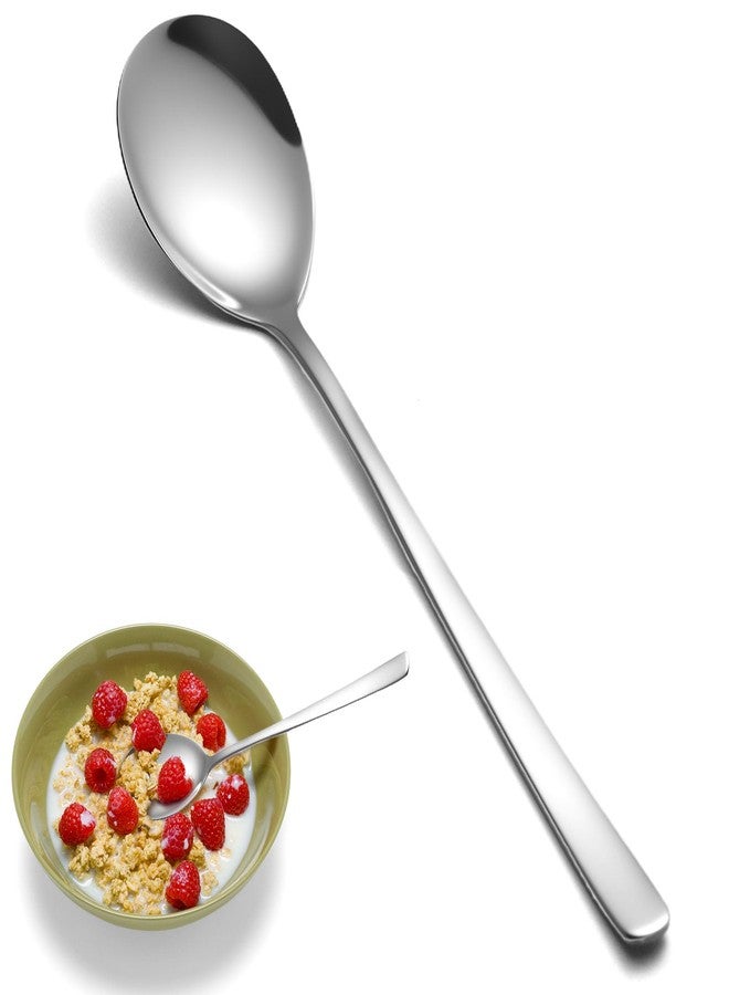 HANSGO Soup Spoons, 8PCS Korean Spoon, 8.5 Inch Stainless Steel Tablespoon with Long Handles for Home Kitchen Restaurant, Flatware Set for Stirring Hot Cocoa and Cereal, Durable & Dishwasher Safe - Image 1