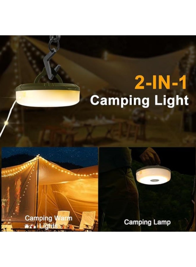 Outdoor Ambiance LED Camping Lantern – USB rechargeable, includes tent string lights with built-in tape measure storage (10-meter warm light version) - Image 2