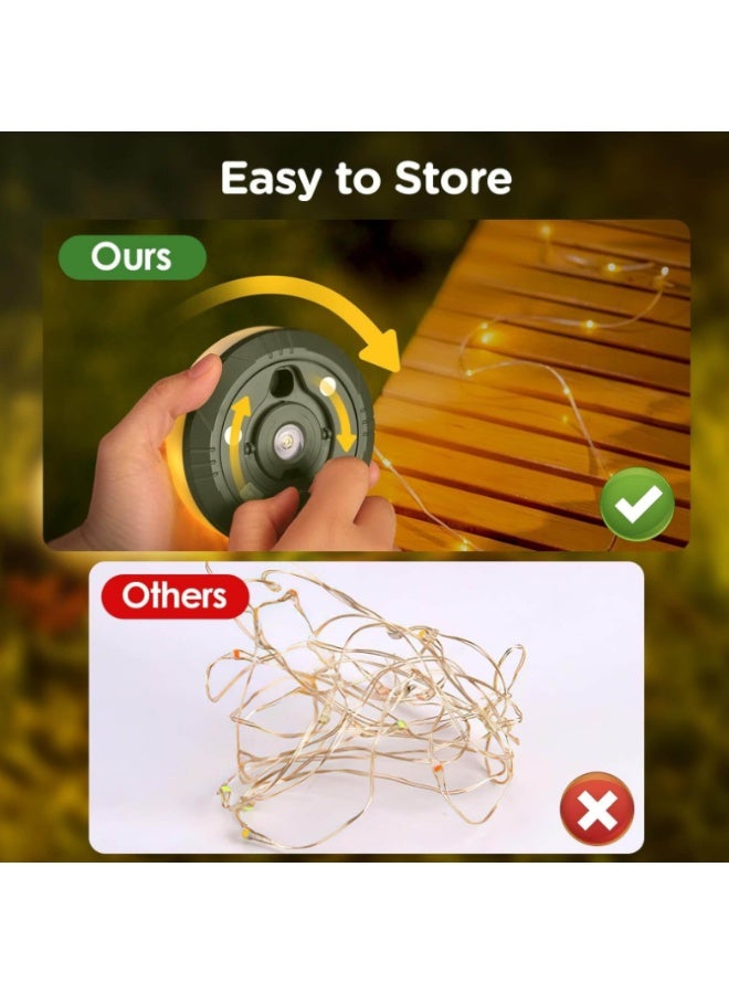 Outdoor Ambiance LED Camping Lantern – USB rechargeable, includes tent string lights with built-in tape measure storage (10-meter warm light version) - Image 3