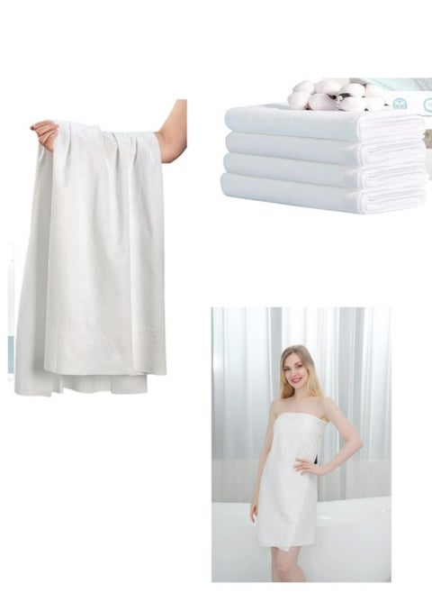 Premium Disposable Bath Towels, Disposable Bath Towels Portable Soft Towel Set for Hotel, Bathroom, Spa, Trip, Camping Highly Absorbent 70X140CM  4 Individually Packaged