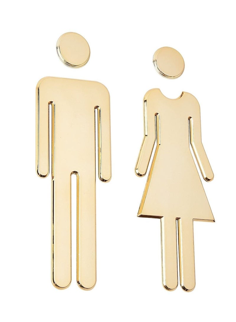 Captaintech Toilet Signs Self Adhesive for Ladies and Gentlemen, Washroom Door Signs for Home Hotel Office Store Parking Restaurant, Gold - Image 1