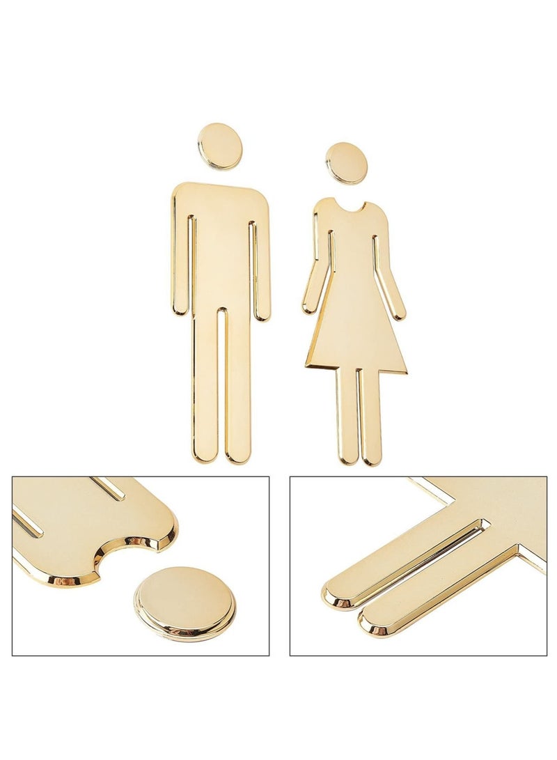Captaintech Toilet Signs Self Adhesive for Ladies and Gentlemen, Washroom Door Signs for Home Hotel Office Store Parking Restaurant, Gold - Image 2