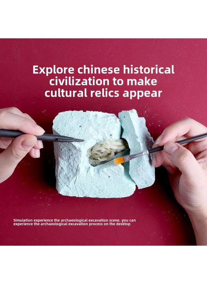 null - Pinot Archaeological Excavation Blind Box Imperial Seal Ancient Emperor Jade Seal Running Water Jade Hand Excavation Gem Toy-Color:Simplified Version Of Running Water Jade Seal [Qin Shihuang] + Three-piece Set Of Tools - Image 1