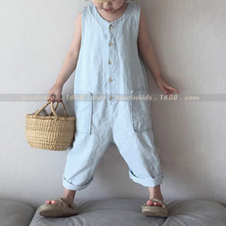 Korean Style Family Matching Outfits 2026 Pure Cotton Denim Jumpsuit Spring And Family Matching Denim Outfits For Adults And Children - Image 1