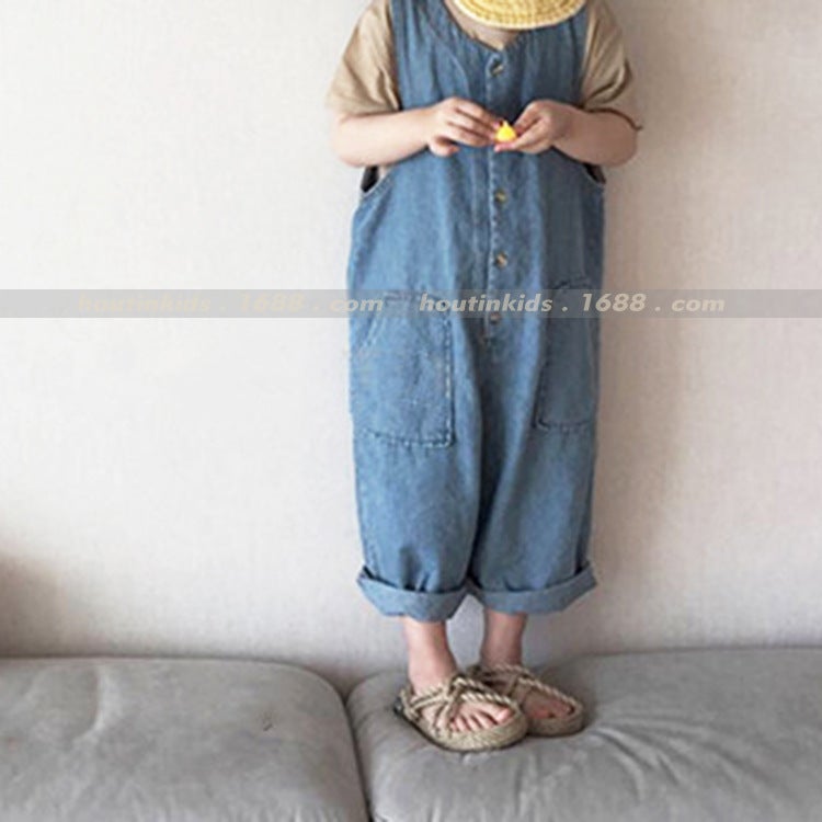 Korean Style Family Matching Outfits 2026 Pure Cotton Denim Jumpsuit Spring And Family Matching Denim Outfits For Adults And Children - Image 4
