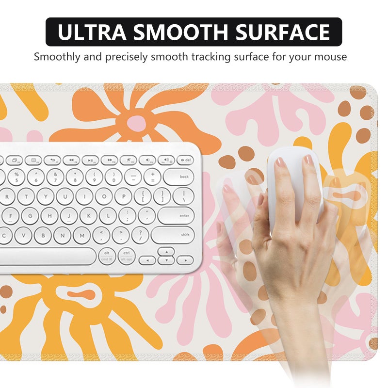 iCasso Desk Matt for Desktop, Cute Desk Pad Mat, XXL Large Mouse Pad, Anti-Slip Big Mousepad with Stitched Edges, Keyboard Pad Mouse Mat for Computer, Work, Gaming (Yellow Flower) - Image 5