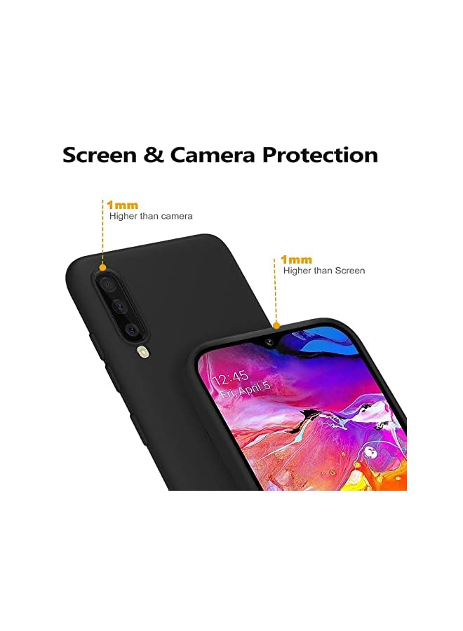 Silicone Case Compatible With Samsung Galaxy A70 Case Cover With Soft Microfiber Lining Cushion Cover Case For Samsung Galaxy A70 Cover Case 6.7 Inch Black