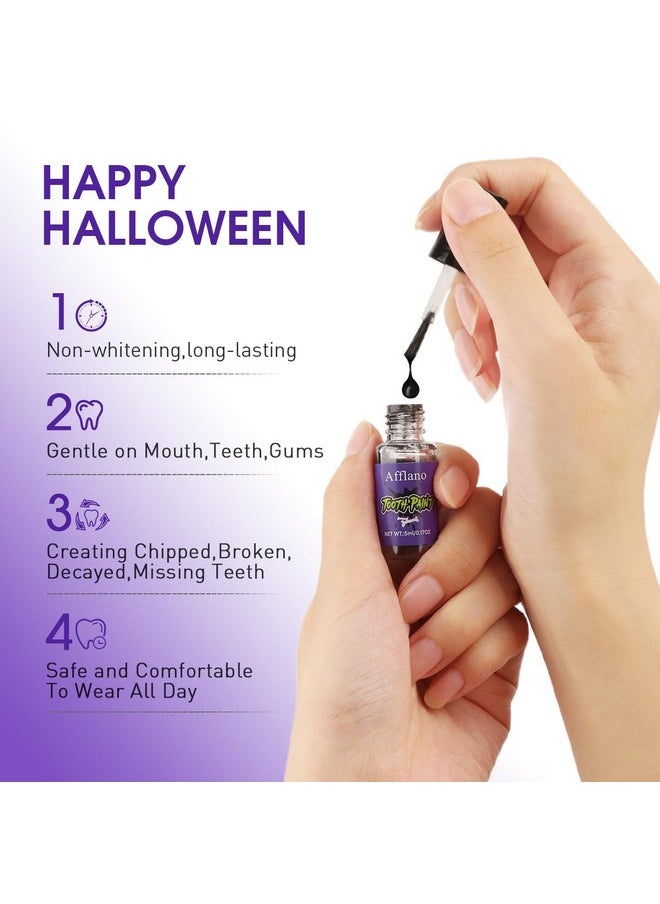 BEUSELF - Black Tooth Paint, Temporary Black Teeth Paint | Quick Dry, Realistic & Safe, Perfect For Black Out Tooth, Rotten Decayed, Missing Teeth Sfx Makeup For Halloween Zombie/Demon Costume/Cosplay & Theater - Image 1