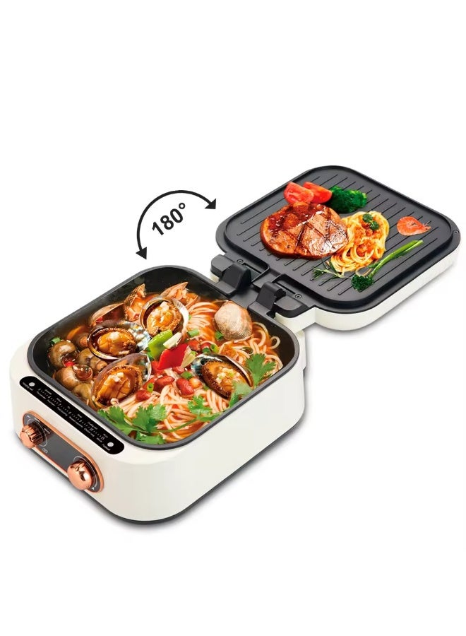 آر إيه أف شواية كهربائية 3 في 1 مع قدر طهي - طباخ متعدد الوظائف، مقلاة، بخار، وشواية (2.5 لتر، 1800 واط) - Image 1