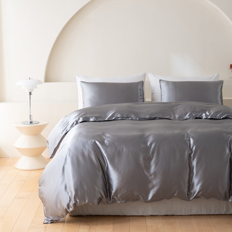 Wish Home Textile Three-Piece Bedding Solid Color Simulation Silk Satin Kit - Image 1