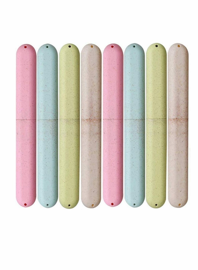 Toothbrush Case Travel Cover Plastic Holder, Premium Wheat Straw Waterproof Toothbrush Box on Holidays Travel Camping School Daily Toothbrush Case Portable Toothbrush Storage Box 8 Pcs  - Image 1