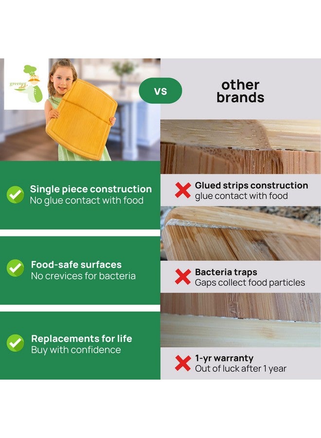 Greener Chef Greener Chef Safest No Glue XL+ Extra Large Bamboo Cutting Board 20 Inch - Lifetime Replacements, Family-Friendly Organic Wood Cutting Boards for Kitchen - Wood Cutting Board and Chopping Board  - Image 3