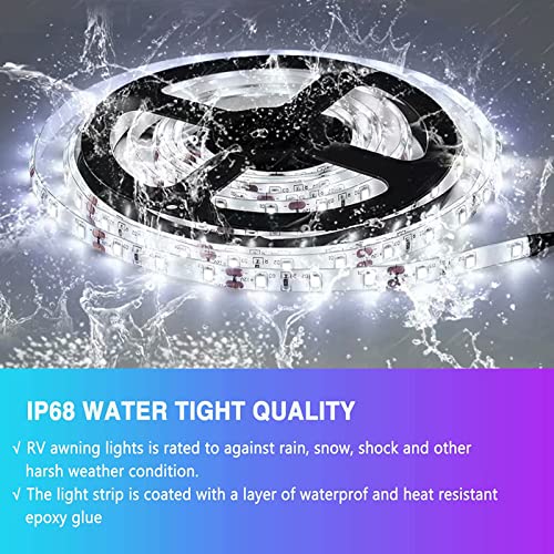 ExcelFu RV Awning Lights,Camper RV Awning LED Light Strip,12v 20FT Exterior LED Awning Lights for RV Canopy Motorhome Travel Trailer,Waterproof RV Exterior Underglow Light Strip for Lighting Party,12v DC,RGB - Image 2