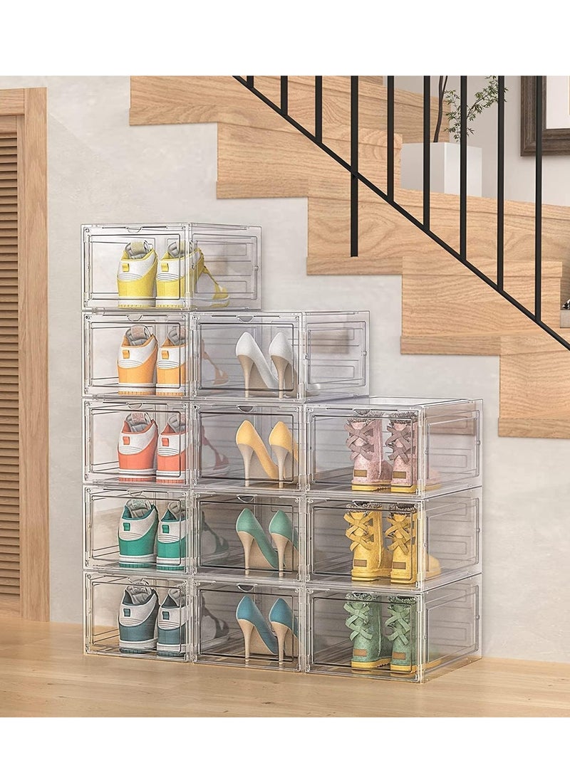 Generic - Crystal Premium Shoe Box with Magnetic Side Open, Sneaker Box Transparent, Plastic Storage Box (10 Pack, Crystal Clear) - Image 1
