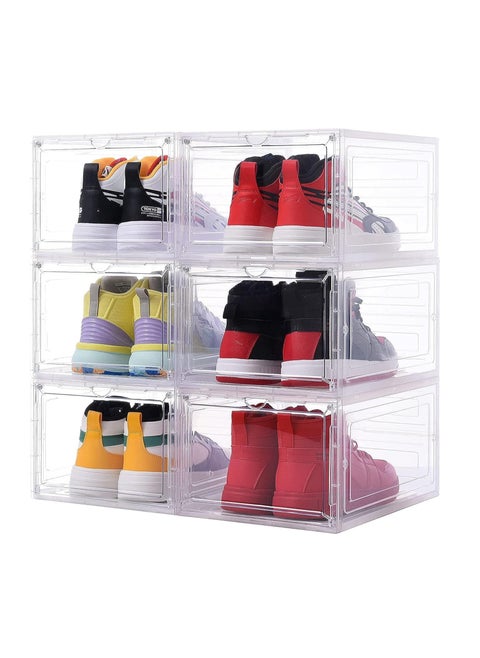 Crystal Premium Shoe Box with Magnetic Side Open, Sneaker Box Transparent, Plastic Storage Box (10 Pack, Crystal Clear)