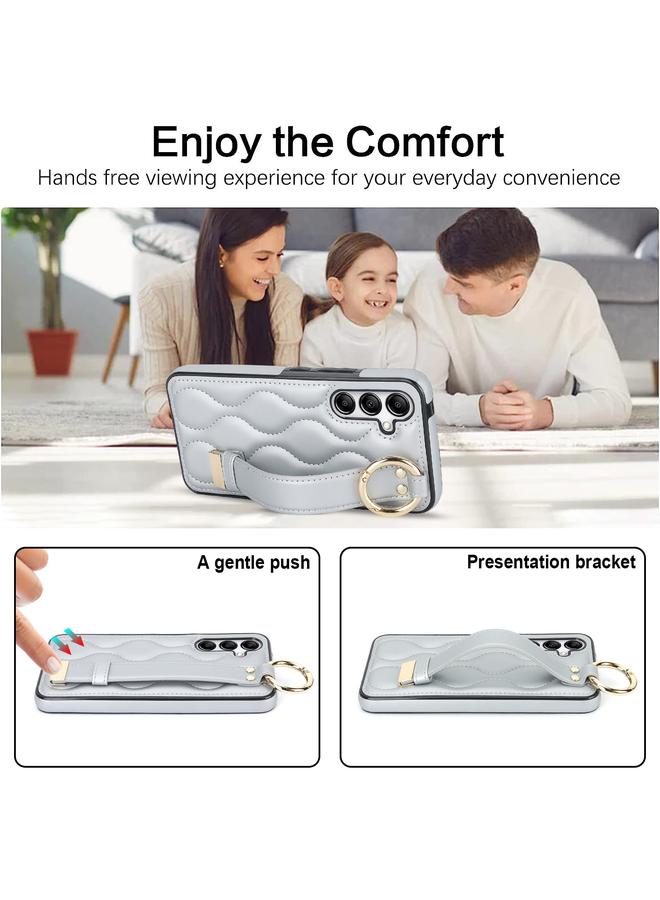 erorex Case For Samsung Galaxy A54 5G Non-slip Full Coverage Ring PU Phone Case with Wristband - Image 4