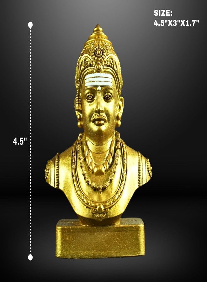 NEEANN Basaveshwara Bust Statue - Basavaṇṇa, Basava 4.5-Inch Polystone Idol - Spiritual Home & Office Decor - Available in Brass Tone, Antique Silver & White Finish (Brass Colour) - Image 2