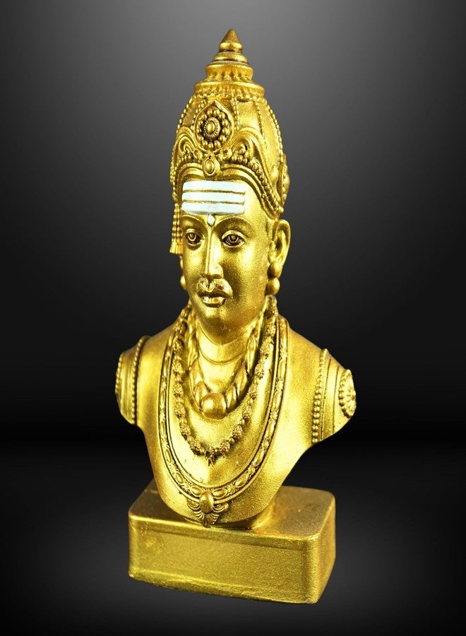 NEEANN Basaveshwara Bust Statue - Basavaṇṇa, Basava 4.5-Inch Polystone Idol - Spiritual Home & Office Decor - Available in Brass Tone, Antique Silver & White Finish (Brass Colour) - Image 1