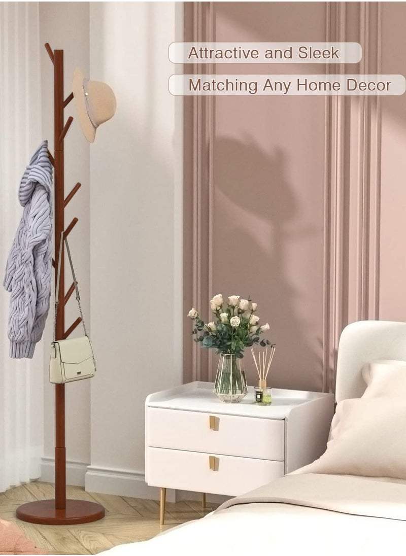 Arabest - Multifunctional Bedroom Simple Vertical Coat Rack with 8 Hooks Dark Brown 175x38cm - Image 1