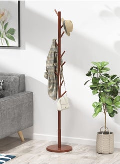 Multifunctional Bedroom Simple Vertical Coat Rack with 8 Hooks Dark Brown 175x38cm