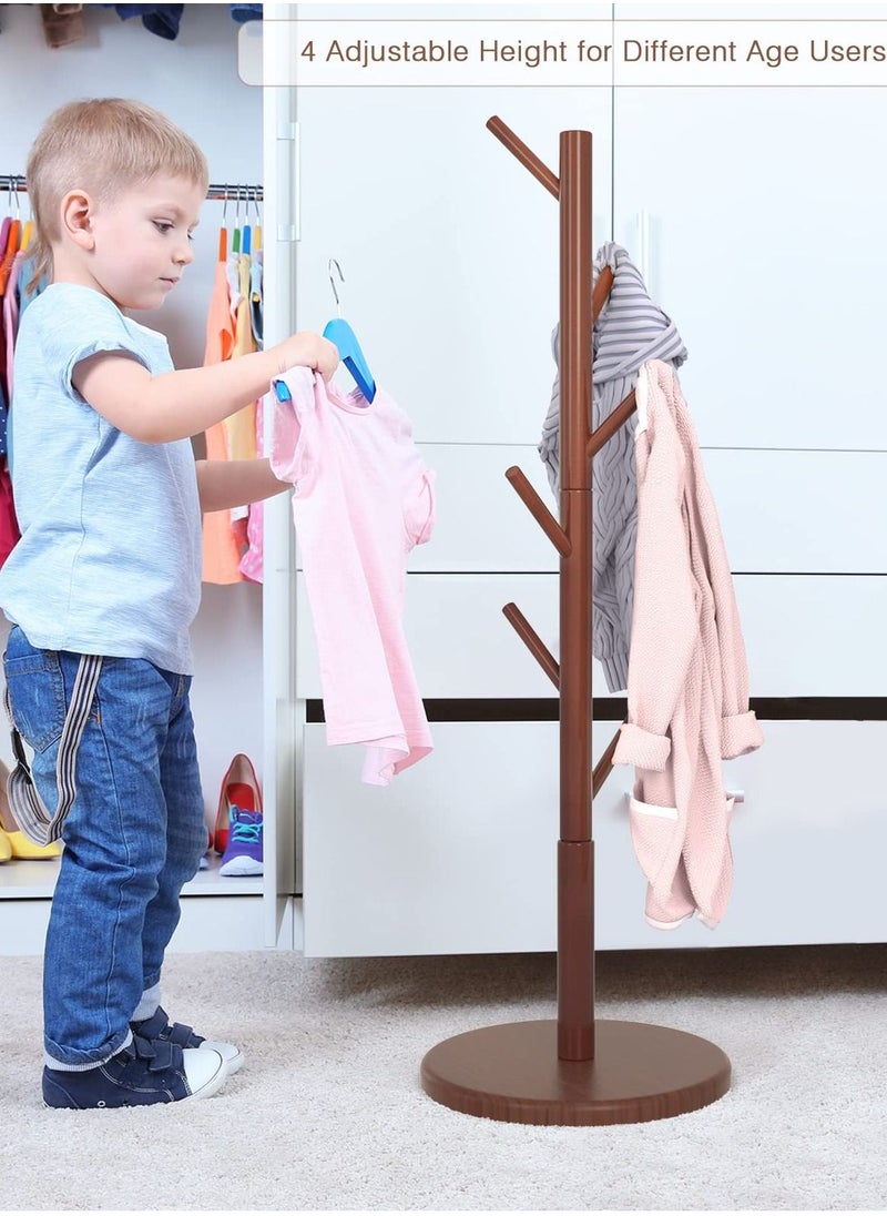 Arabest - Multifunctional Bedroom Simple Vertical Coat Rack with 8 Hooks Dark Brown 175x38cm - Image 1