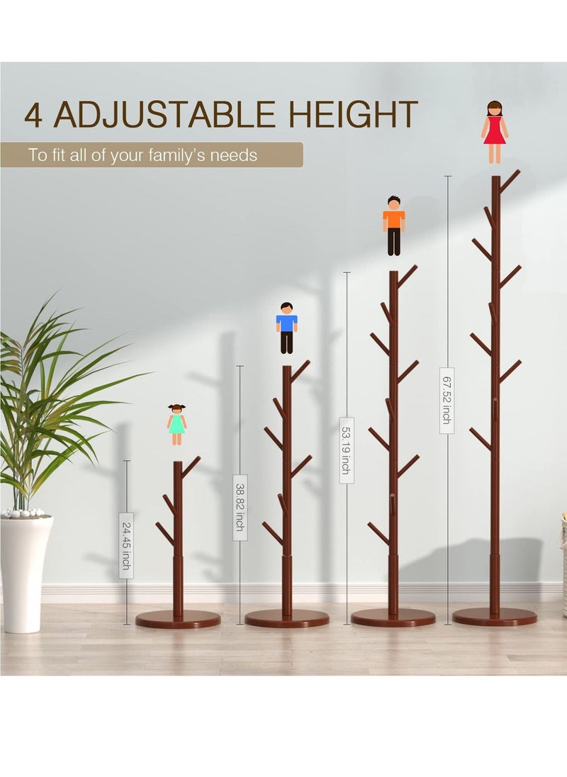 Arabest - Multifunctional Bedroom Simple Vertical Coat Rack with 8 Hooks Dark Brown 175x38cm - Image 1