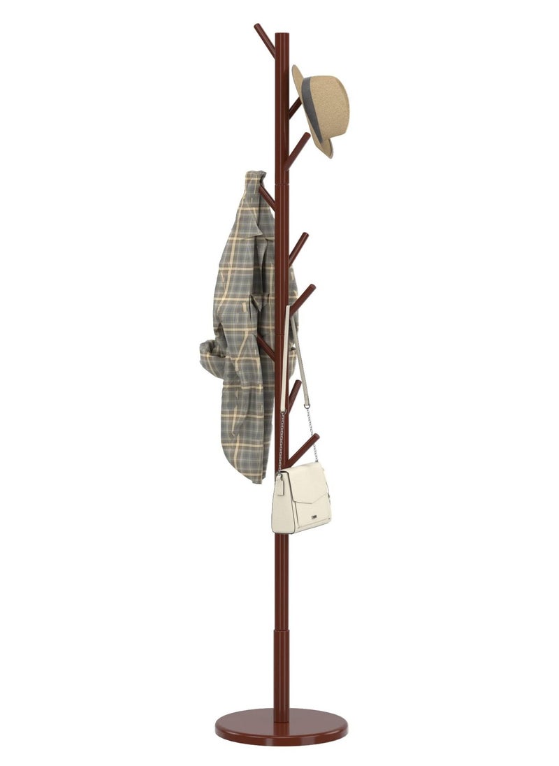 Arabest - Multifunctional Bedroom Simple Vertical Coat Rack with 8 Hooks Dark Brown 175x38cm - Image 1