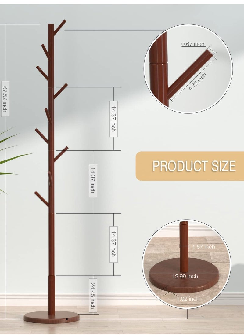 Arabest - Multifunctional Bedroom Simple Vertical Coat Rack with 8 Hooks Dark Brown 175x38cm - Image 1