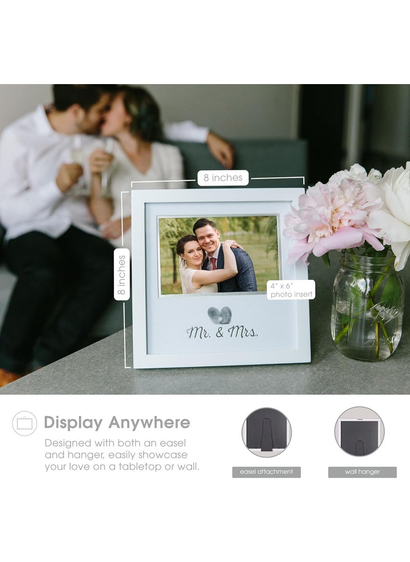pearhead Pearhead Heart Thumbprint Photo Frame and Ink Kit Wedding Keepsake Registry or Reception Idea CleanTouch Pad Included Bridal Shower Gift Wall Mount or Tabletop Display 4x6 Photo White  - Image 3