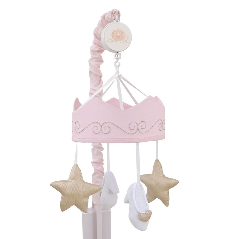 NoJo Disney Princess Enchanting Dreams Pink and Gold Crown Stars and Slipper Musical Mobile - Image 1