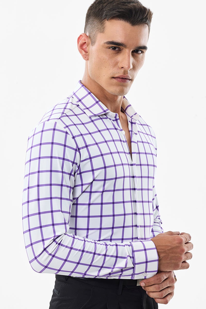 SNITCH Slim Fit Checks Stretch Technical Shirt - Image 1