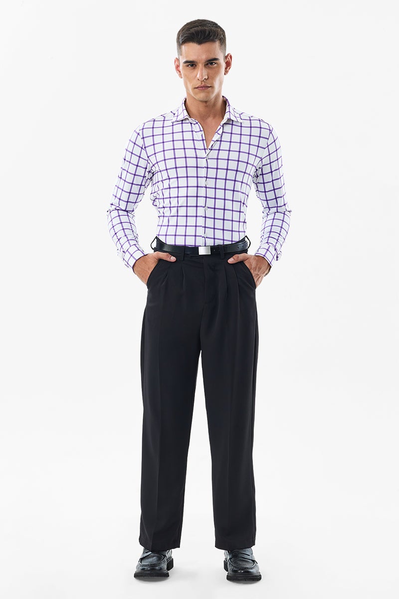 SNITCH Slim Fit Checks Stretch Technical Shirt - Image 4