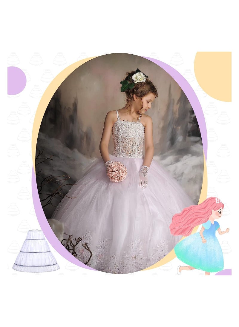KASTWAVE - Girls 3 Hoops Skirt Petticoat, Ball Gown Petticoat, Children Adjustable Full Slips for Girls, Skirt Length 55cm - Image 1
