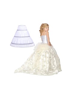 Girls 3 Hoops Skirt Petticoat, Ball Gown Petticoat, Children Adjustable Full Slips for Girls, Skirt Length 55cm