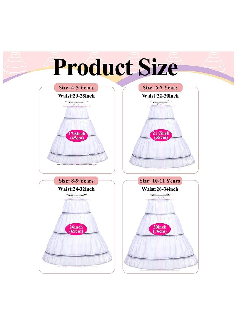 KASTWAVE - Girls 3 Hoops Skirt Petticoat, Ball Gown Petticoat, Children Adjustable Full Slips for Girls, Skirt Length 55cm - Image 1