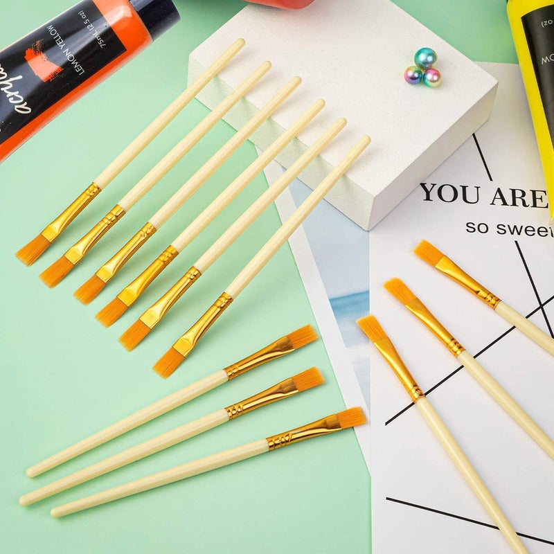 deziine DEZIINE Nylon Flat Brushes for Oil Acrylic Watercolour Brushes DIY Drawing Painting Brush Art Supplies  - Image 2