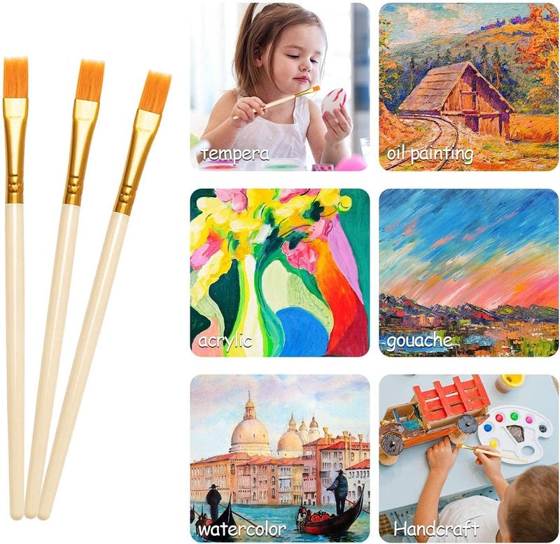 deziine DEZIINE Nylon Flat Brushes for Oil Acrylic Watercolour Brushes DIY Drawing Painting Brush Art Supplies  - Image 4