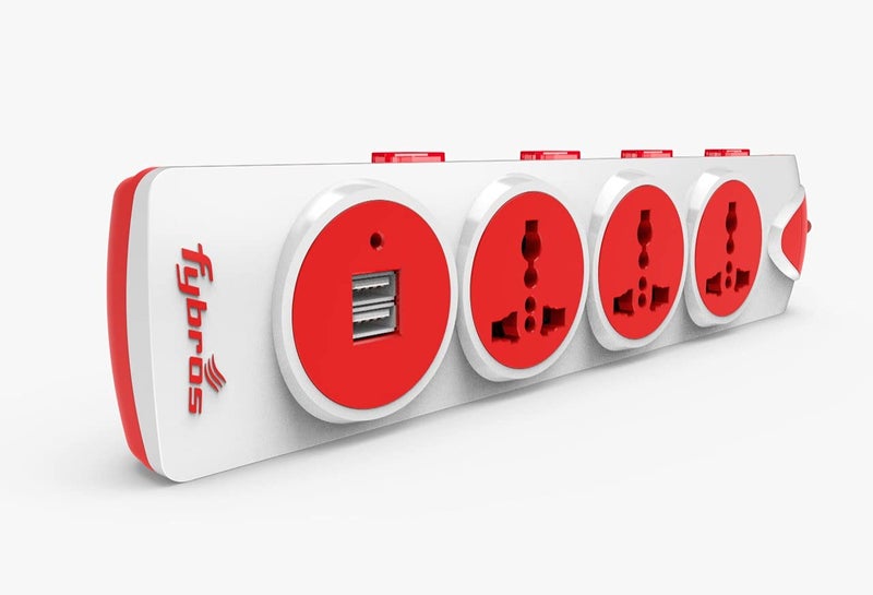 Fybros Qubic 4X4 Extension Cord, Power Strip with International Sockets Extension Board, USB Ports,10 AMP Output,2 Year Warranty, 2 Meter Heavy Duty Cable, Surge and Spike Guard - Made in India - Image 4