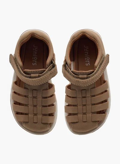 جونيورز Solid Sandals with Hook and Loop Closure
