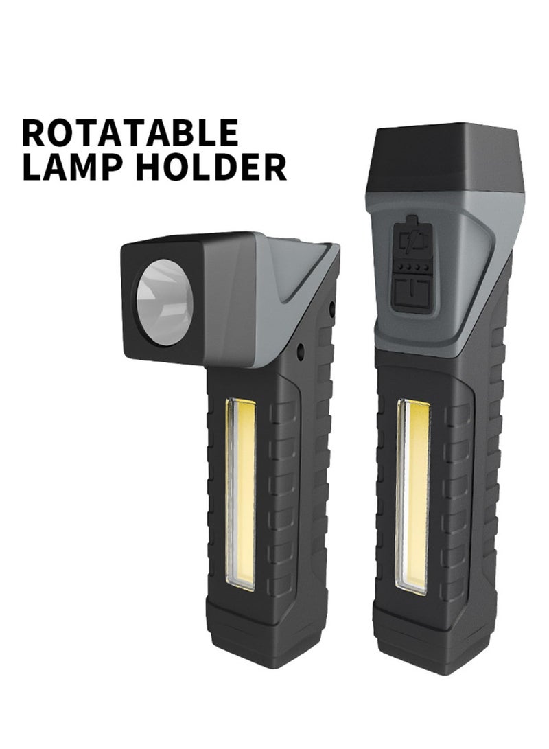 SYOSI LED Torch Rechargeable, Super Bright Work Light with 5 Modes lighting Torch Flashlight with Magnetic Base & Clip, 90° Folding Portable Inspection Light for Garage Workshop Emergency  - Image 3