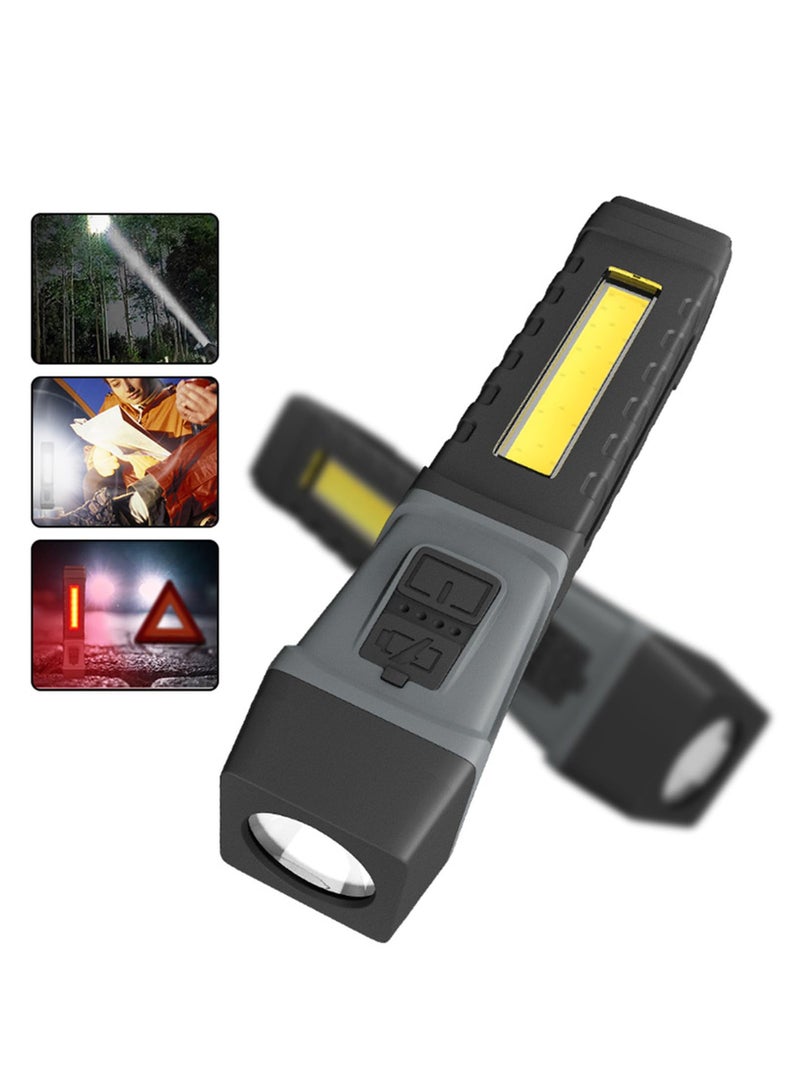 SYOSI LED Torch Rechargeable, Super Bright Work Light with 5 Modes lighting Torch Flashlight with Magnetic Base & Clip, 90° Folding Portable Inspection Light for Garage Workshop Emergency  - Image 1